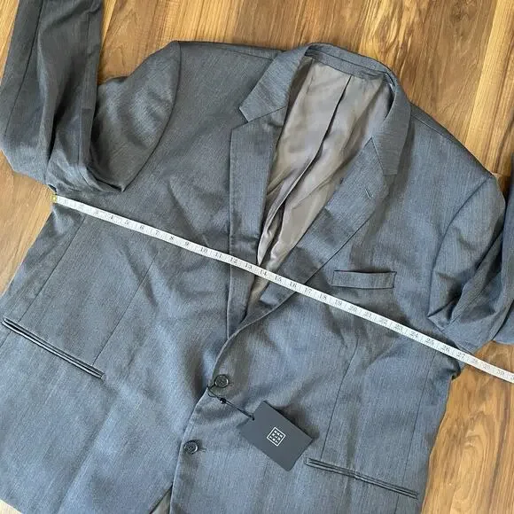 NWT The BLK TUX Tollegno 1900 Men’s 54R Gray Blazer Suit Jacket 100% Merino Wool